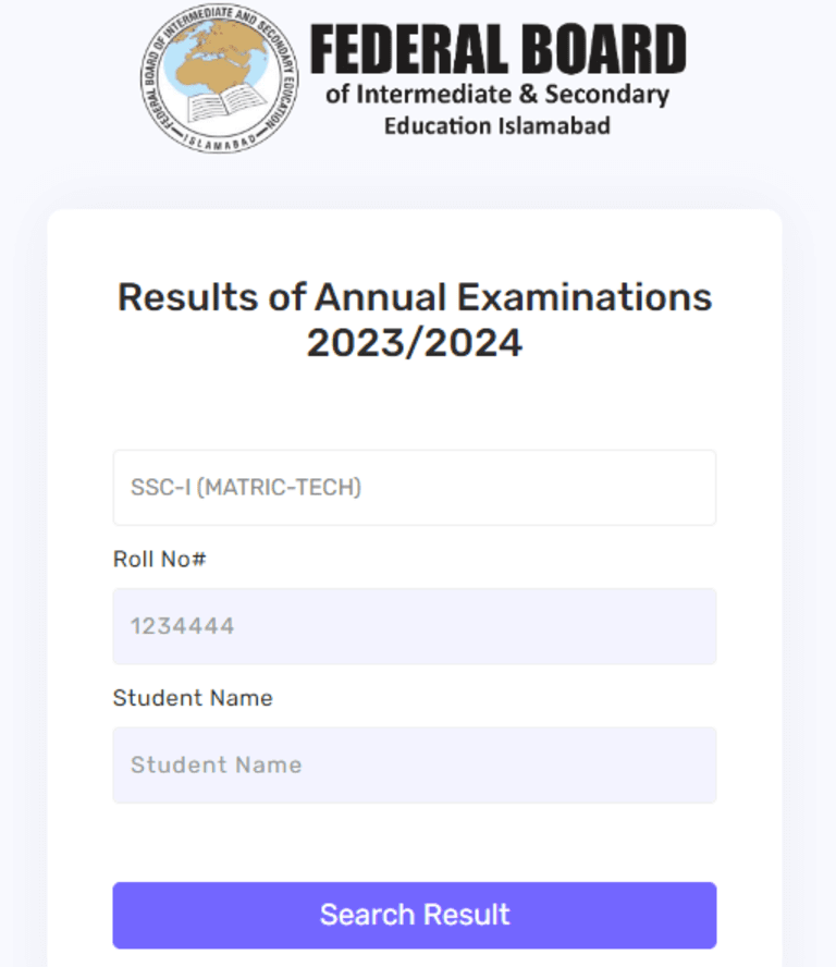 federal board result